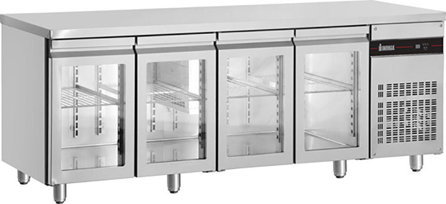 Inomak UBI7224G - Underbench Fridge, 4 Glass Doors, 2240mm