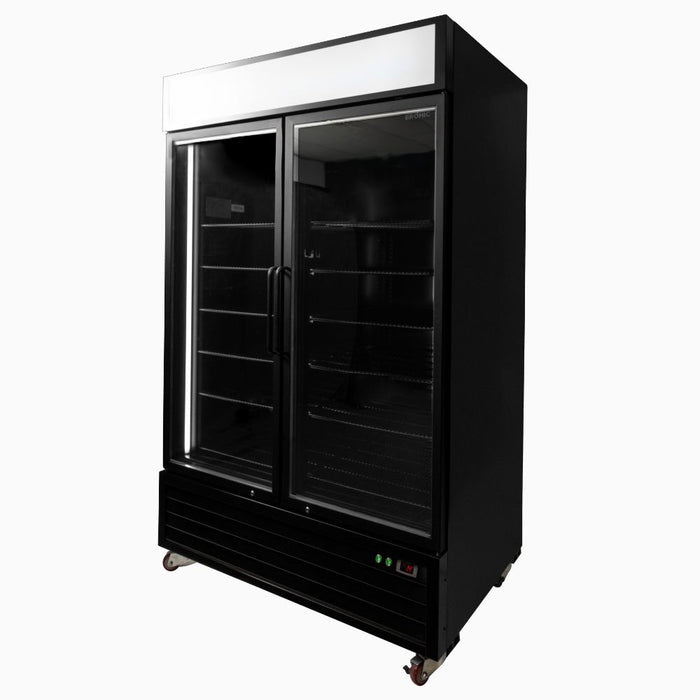 Bromic UC1250GDL-NR - Upright Display Fridge 1266L, 2 Door, Flat Glass, Lightbox, 1370mm