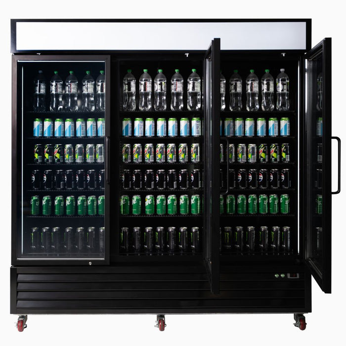 Bromic UC1980GDL-NR - Upright Display Fridge 1980L, 3 Door, Flat Glass, Lightbox, 2050mm