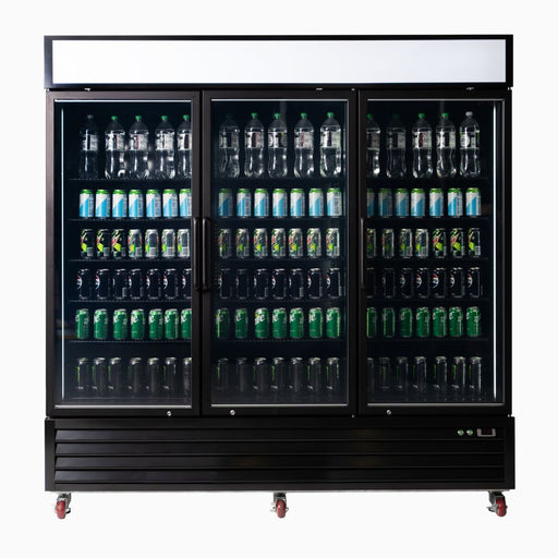 Bromic UC1980GDL-NR - Upright Display Fridge 1980L, 3 Door, Flat Glass, Lightbox, 2050mm