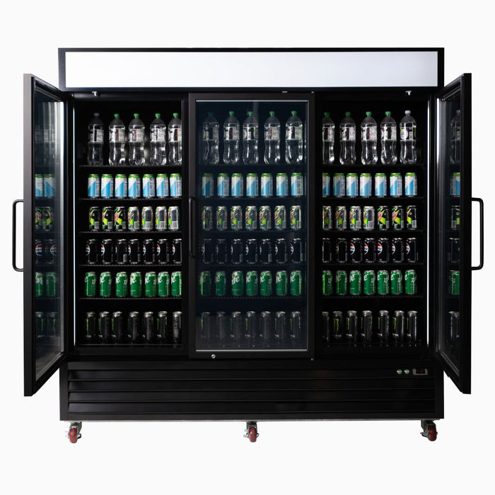 Bromic UC1980GDL-NR - Upright Display Fridge 1980L, 3 Door, Flat Glass, Lightbox, 2050mm