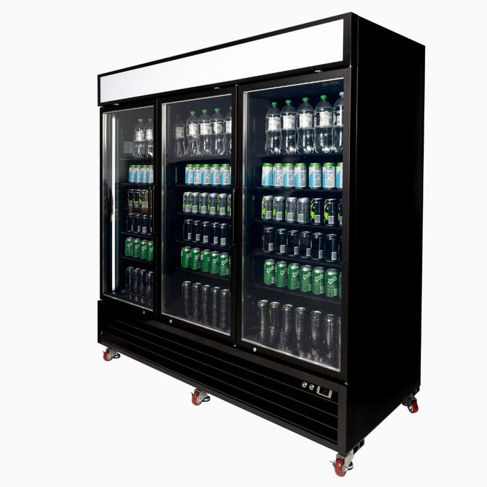 Bromic UC1980GDL-NR - Upright Display Fridge 1980L, 3 Door, Flat Glass, Lightbox, 2050mm