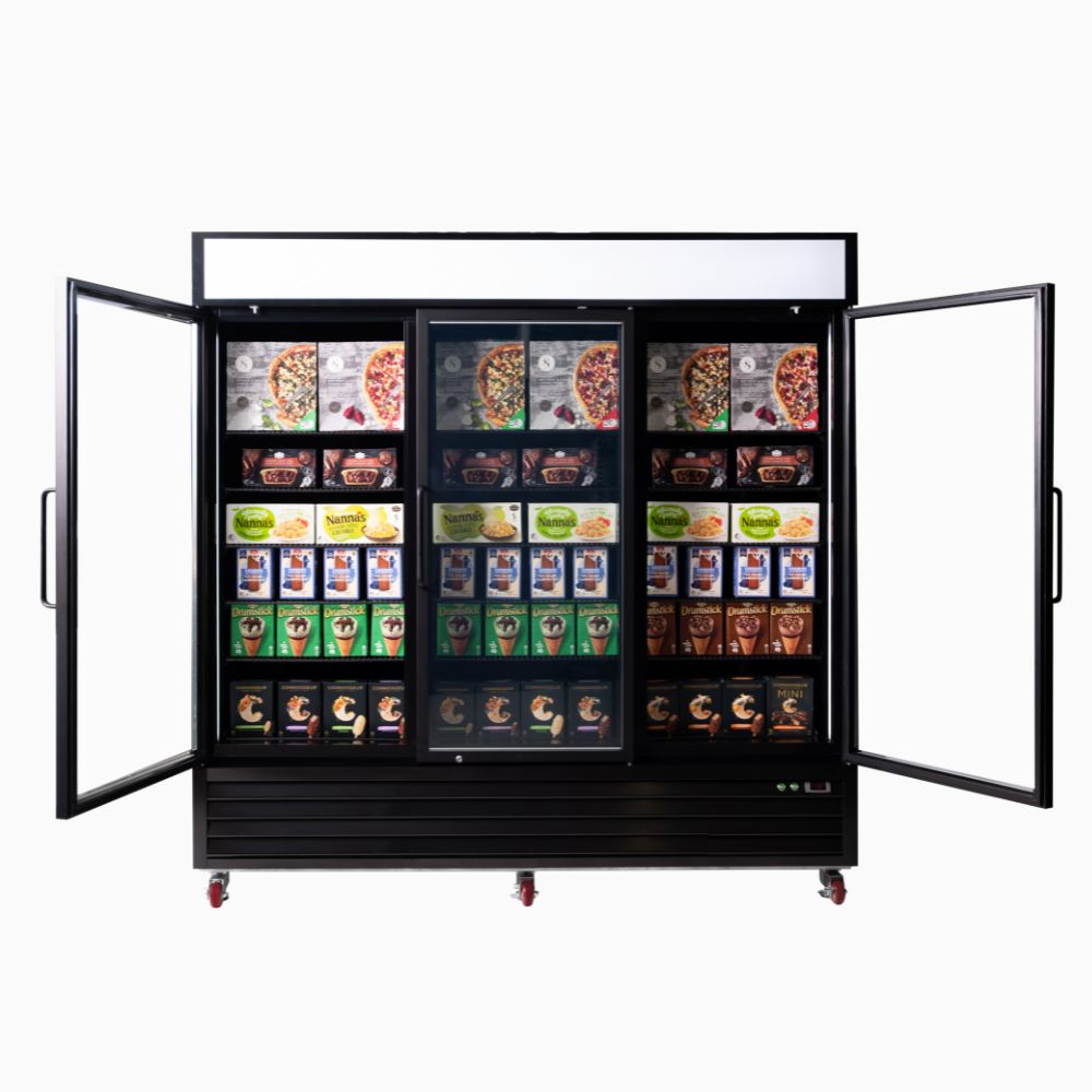 Bromic UF1980GDL-NR - Upright Display Freezer 1980L, 3 Door, Flat Glass, Lightbox, 2050mm