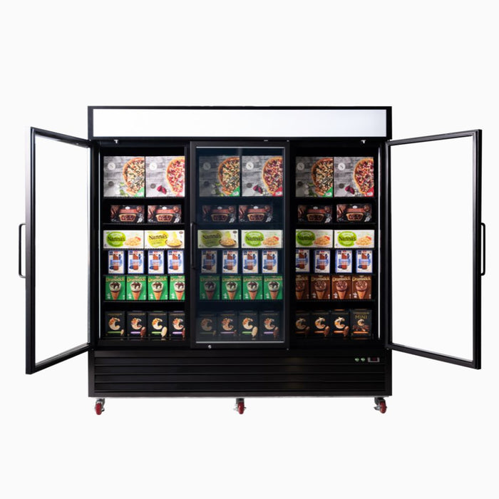 Bromic UF1980GDL-NR - Upright Display Freezer 1980L, 3 Door, Flat Glass, Lightbox, 2050mm