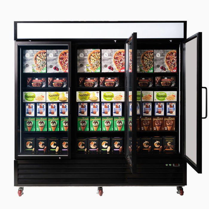 Bromic UF1980GDL-NR - Upright Display Freezer 1980L, 3 Door, Flat Glass, Lightbox, 2050mm