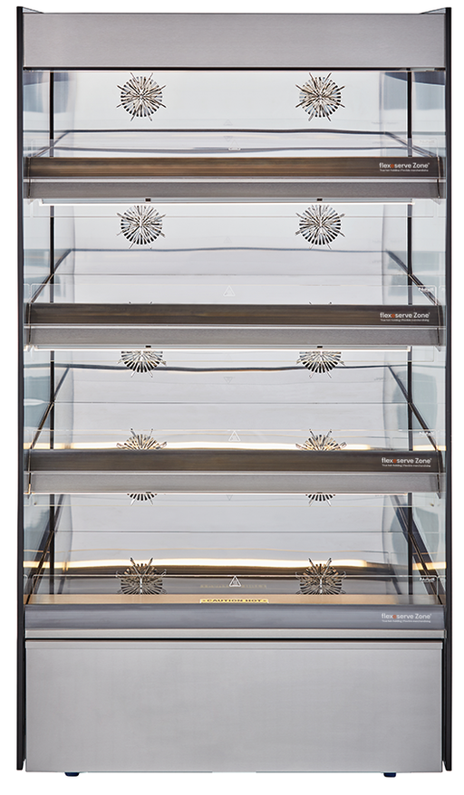 Flexeserve NUE-FXZNA60S4C - Zone Heated Display, 4 Tier Floor Standing, Curved, 556mm