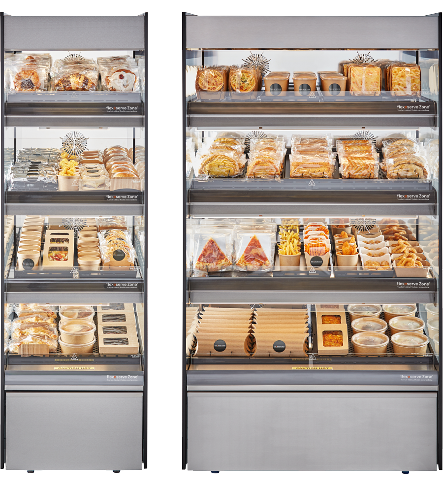 Flexeserve NUE-FXZNA10S4SQ - Zone Heated Display, 4 Tier Floor Standing, Square, 975mm