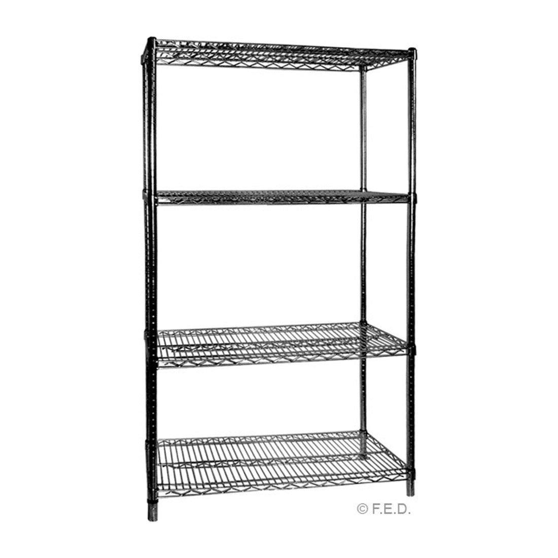 Modular Systems B24/24 - Black Plasticised 4 Tier Shelving 610 x 610 x 1880mm