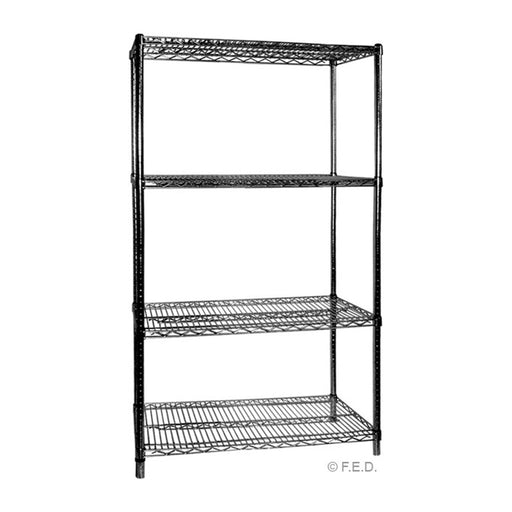 Modular Systems B24/24 - Black Plasticised 4 Tier Shelving 610 x 610 x 1880mm