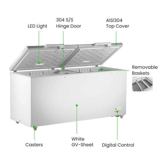 FED Thermaster BD600F - Stainless Steel Double Lid Chest Freezer 600L - image 3