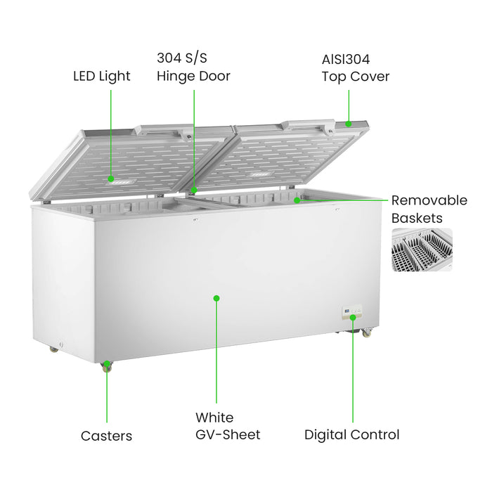 FED Thermaster BD750F - Stainless Steel Double Lid Chest Freezer 750L - image 3