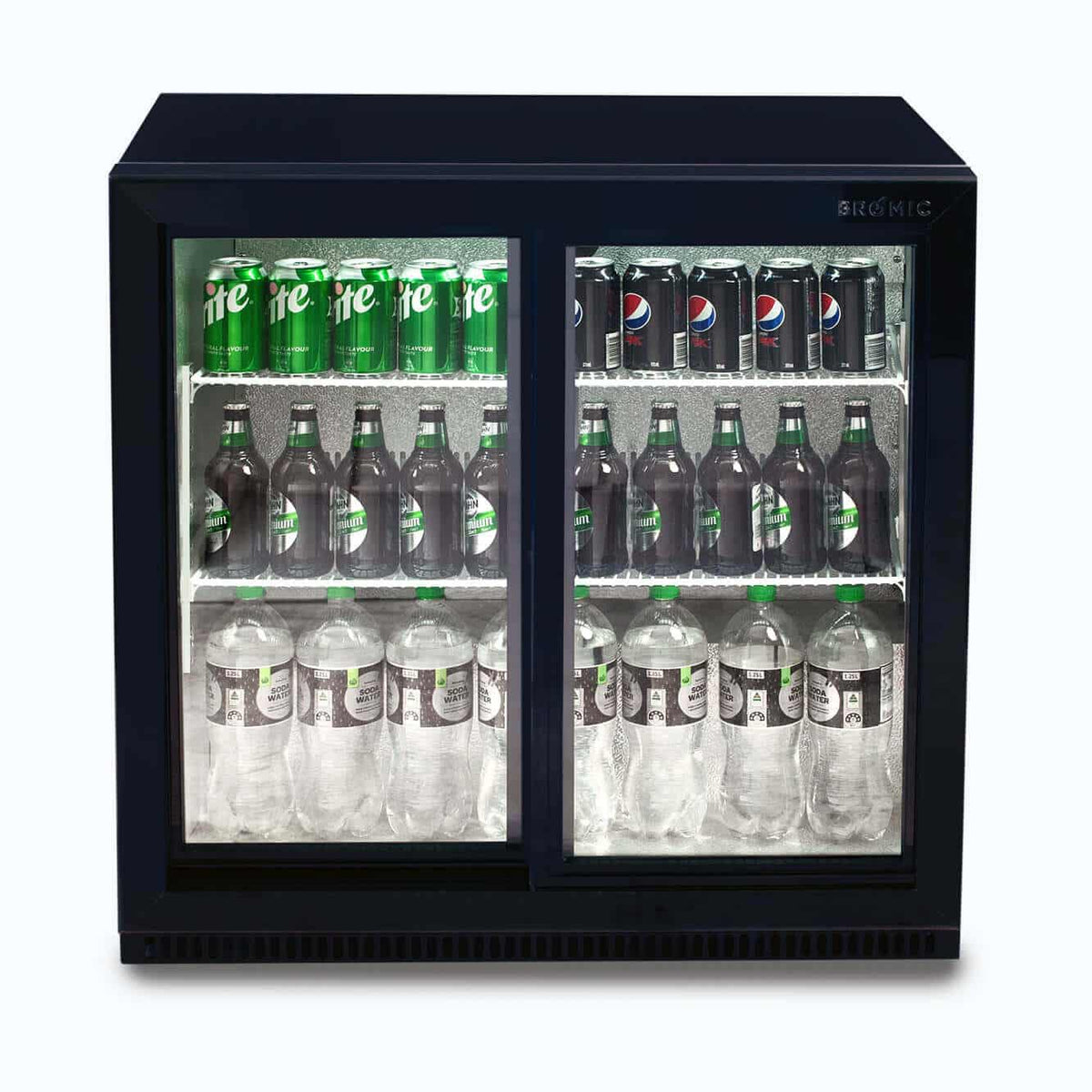 Bromic BB0200GDS-NR-1 - Back Bar Fridge 190L, 2 Doors, Sliding, 865mm