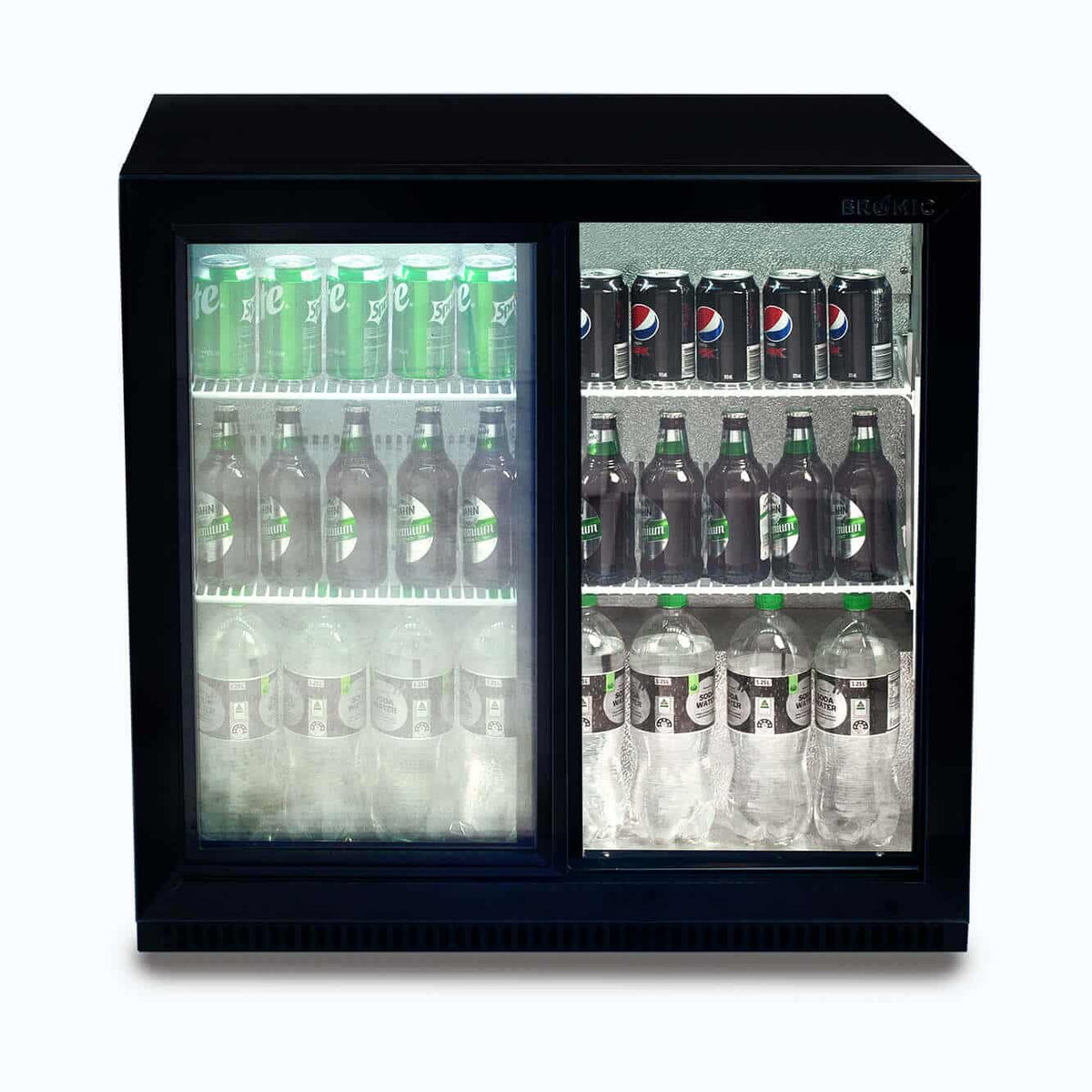 Bromic BB0200GDS-NR-1 - Back Bar Fridge 190L, 2 Doors, Sliding, 865mm