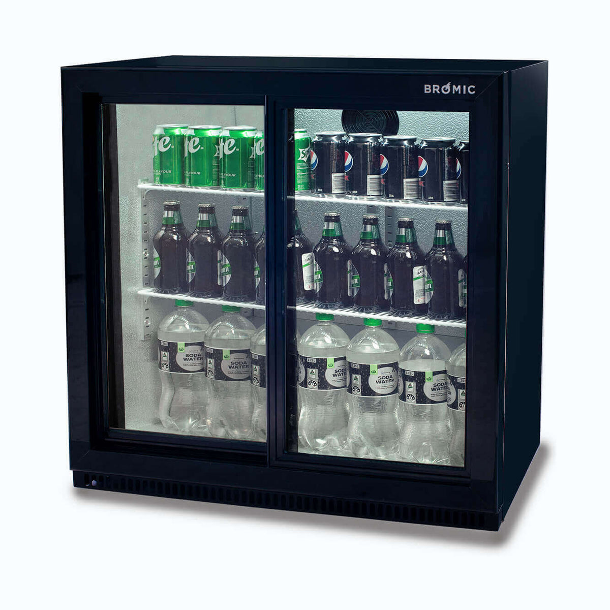 Bromic BB0200GDS-NR-1 - Back Bar Fridge 190L, 2 Doors, Sliding, 865mm
