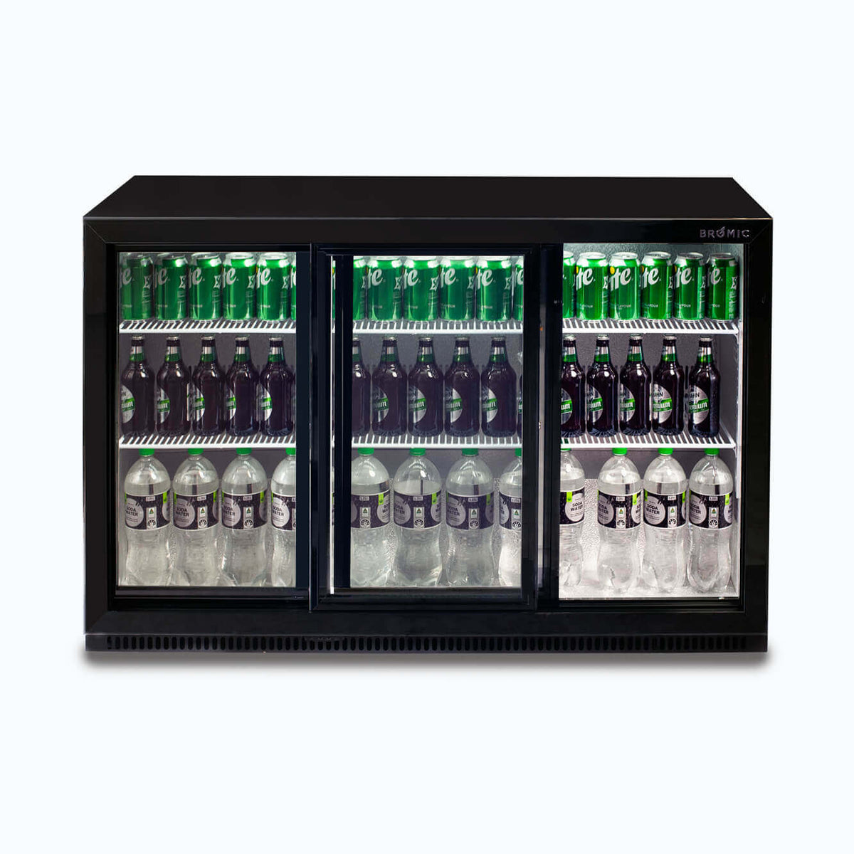 Bromic BB0330GDS-NR-1 - Back Bar Fridge 307L, 3 Doors, Sliding, 1350mm