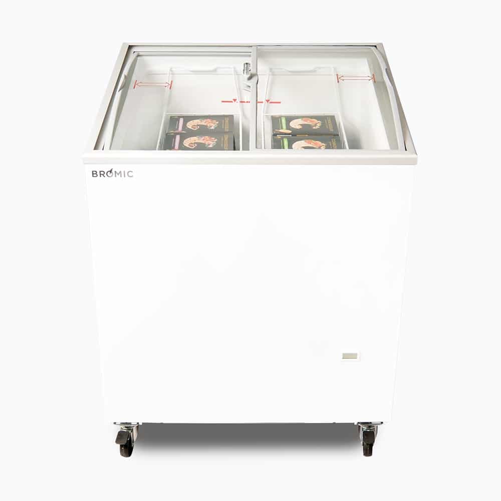 Bromic CF0200ATCG-NR - Display Chest Freezer 176L, Curved Glass Top, 719mm