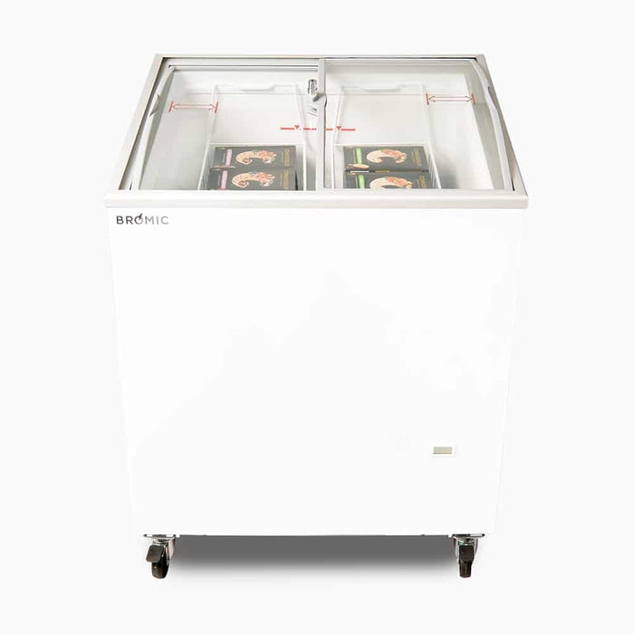 Bromic CF0200ATCG-NR - Display Chest Freezer 176L, Curved Glass Top, 719mm