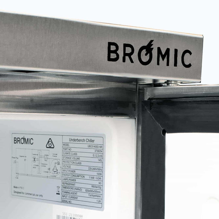 Bromic UBC0140SD-NR - Under Bench Fridge 138L, 1 Door, Stainless Steel, 598mm