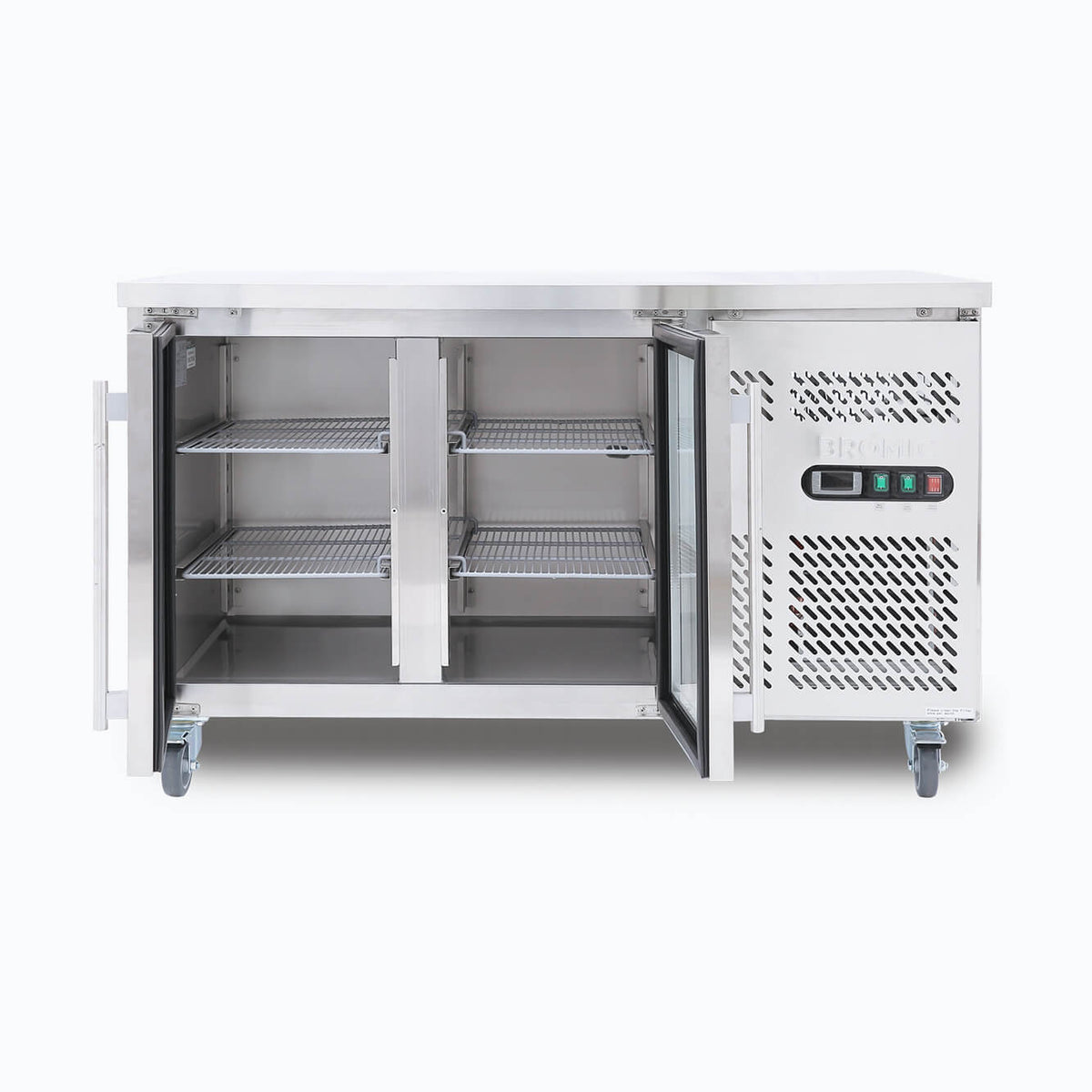 Bromic UBC1360GD-NR - Under Bench Display Fridge 282L, 2 Doors, Glass, 1360mm