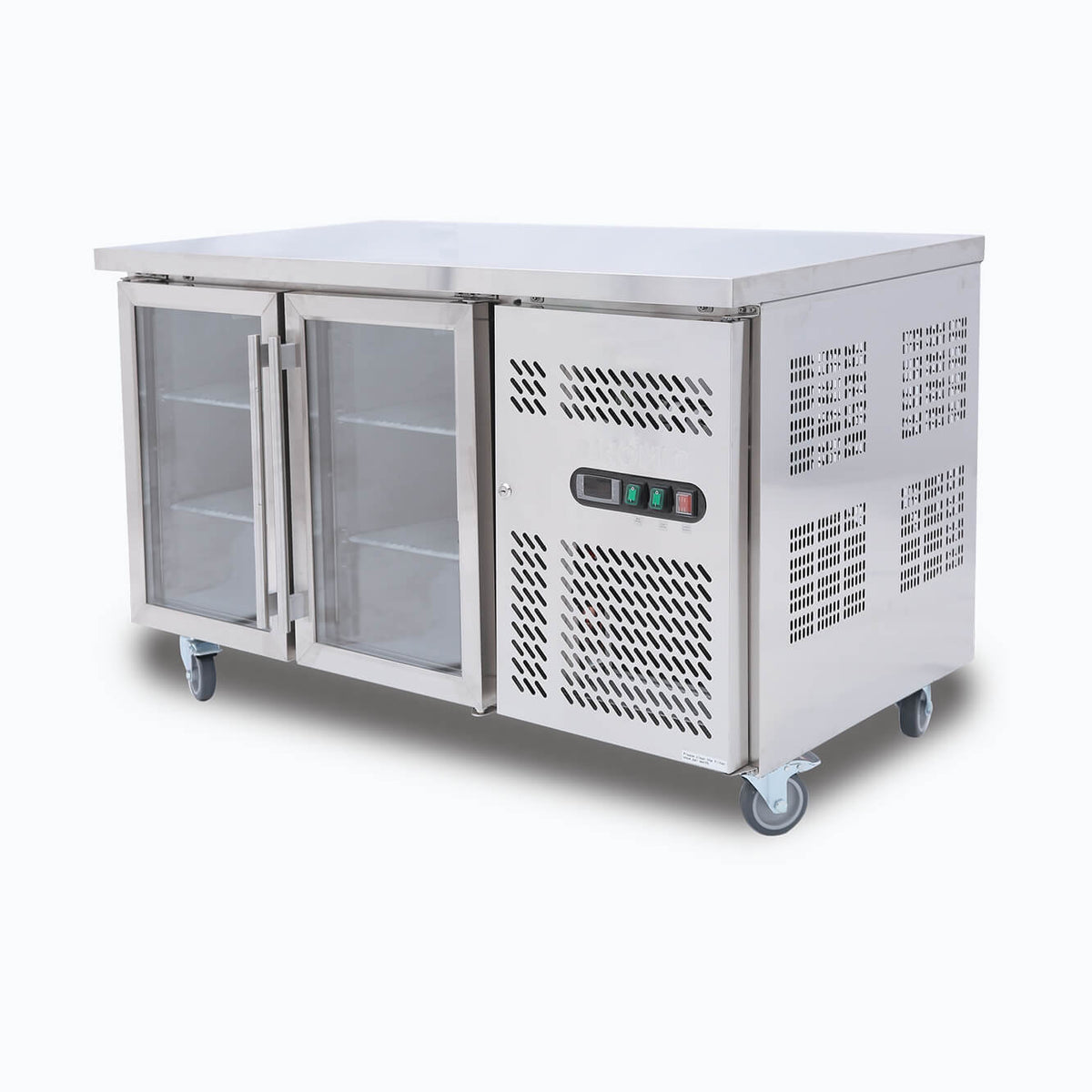 Bromic UBC1360GD-NR - Under Bench Display Fridge 282L, 2 Doors, Glass, 1360mm