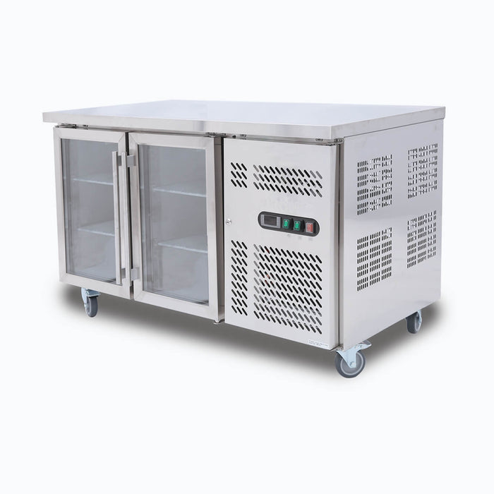 Bromic UBC1360GD-NR - Under Bench Display Fridge 282L, 2 Doors, Glass, 1360mm