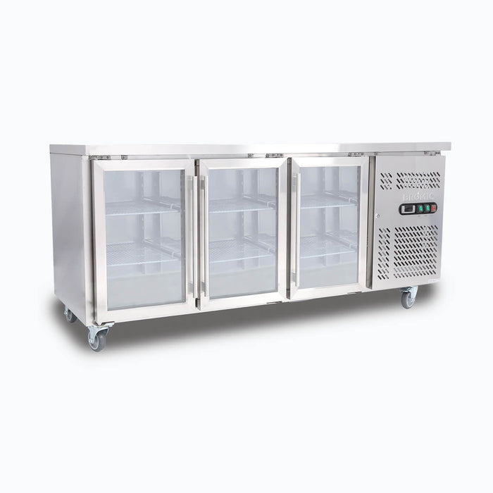 Bromic UBC1795GD-NR - Under Bench Display Fridge 417L, 3 Doors, Glass, 1795mm