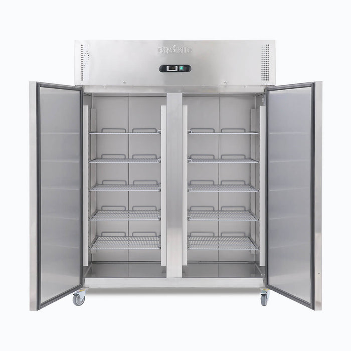 Bromic UC1300SD-NR-1 - Upright Fridge 1300L, 2 Doors, Stainless Steel, 1480mm
