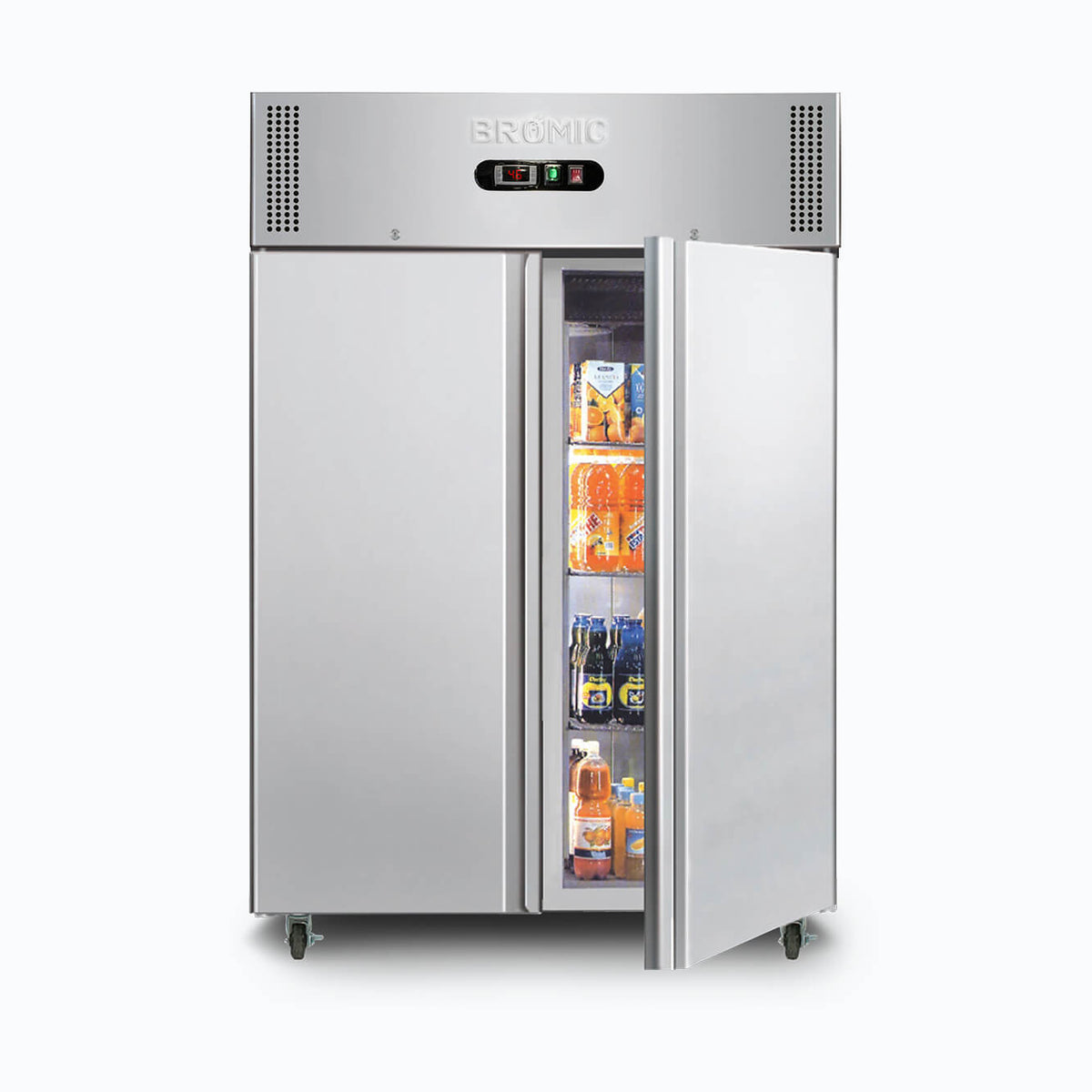 Bromic UC1300SD-NR-1 - Upright Fridge 1300L, 2 Doors, Stainless Steel, 1480mm