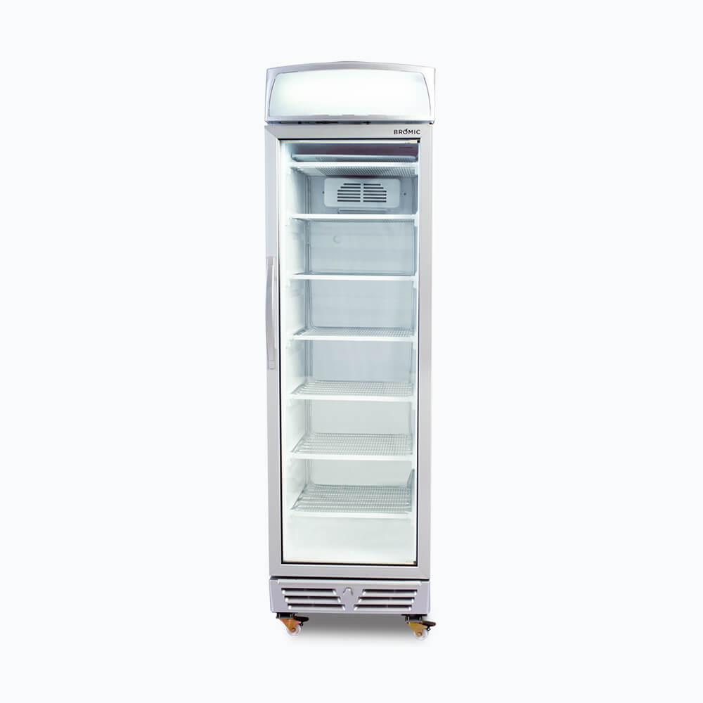 Bromic UF0374LS-NR - Upright Display Freezer 300L, 1 Door, Flat Glass, Lightbox, 595mm
