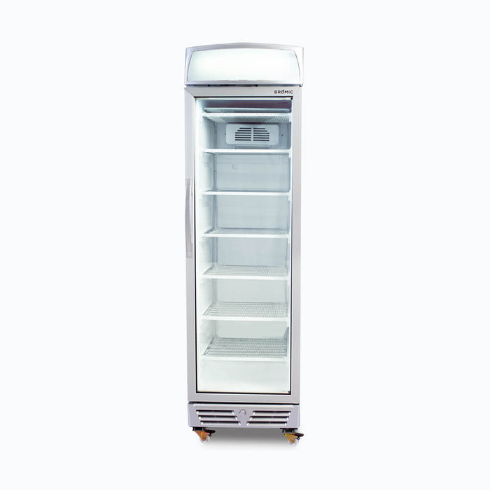 Bromic UF0374LS-NR - Upright Display Freezer 300L, 1 Door, Flat Glass, Lightbox, 595mm