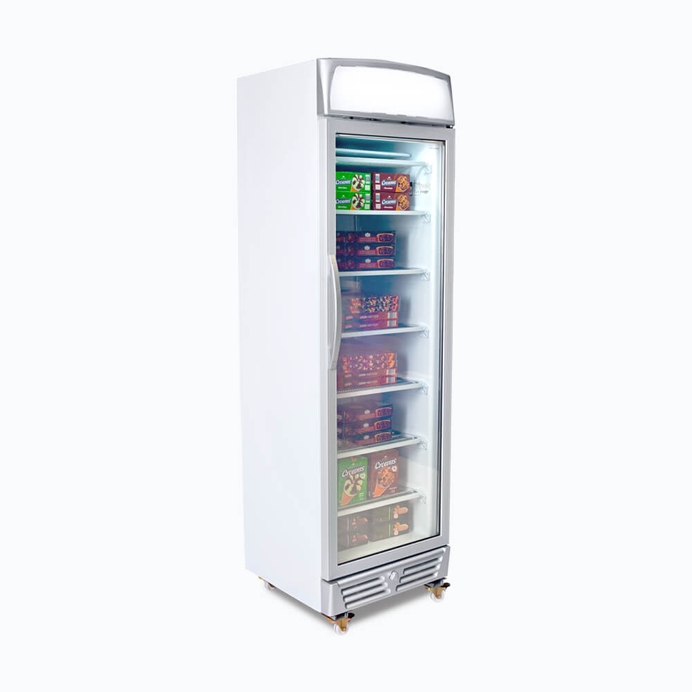 Bromic UF0374LS-NR - Upright Display Freezer 300L, 1 Door, Flat Glass, Lightbox, 595mm