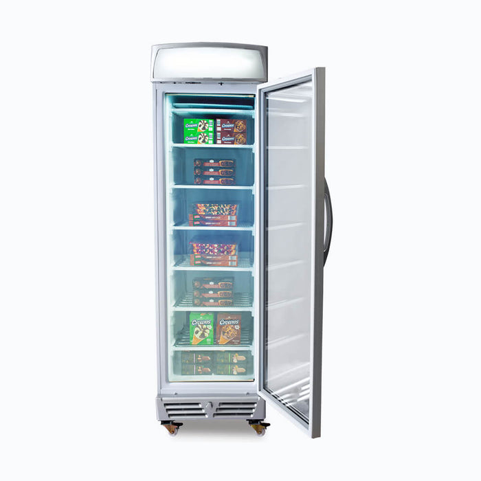 Bromic UF0374LS-NR - Upright Display Freezer 300L, 1 Door, Flat Glass, Lightbox, 595mm