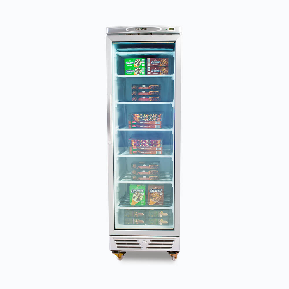 Bromic UF0374S-NR - Upright Display Freezer 300L, 1 Door, Flat Glass, 595mm