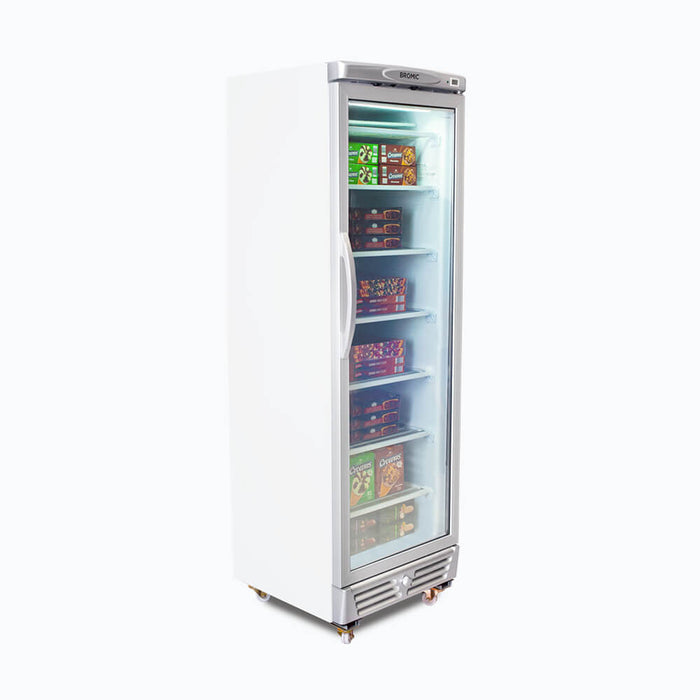 Bromic UF0374S-NR - Upright Display Freezer 300L, 1 Door, Flat Glass, 595mm