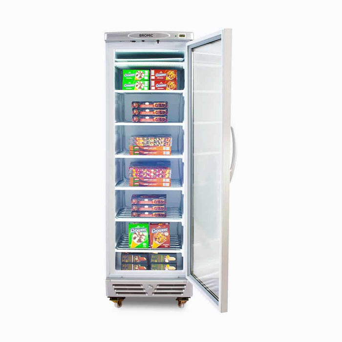 Bromic UF0374S-NR - Upright Display Freezer 300L, 1 Door, Flat Glass, 595mm