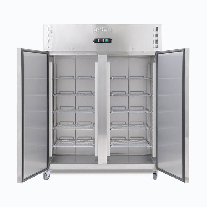 Bromic UF1300SDF-NR-1 - Upright Freezer 1300L, 2 Doors, Stainless Steel, 1480mm