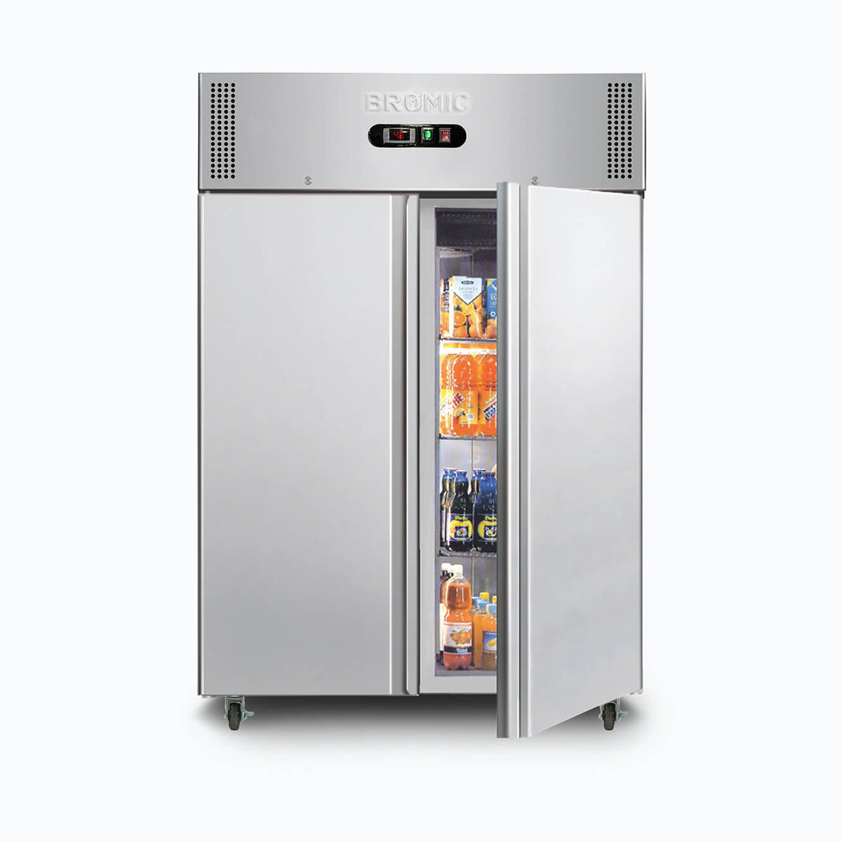 Bromic UF1300SDF-NR-1 - Upright Freezer 1300L, 2 Doors, Stainless Steel, 1480mm