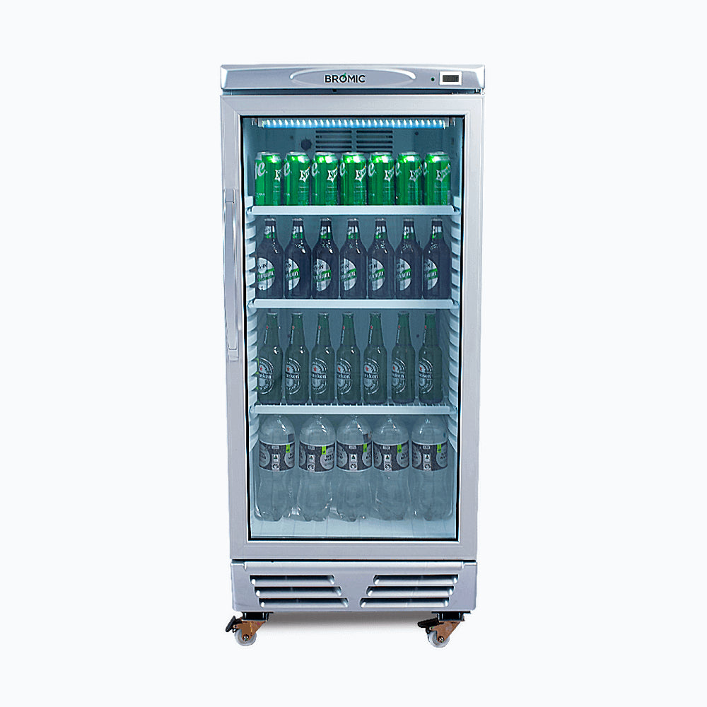 Bromic GM0220-NR - Upright Display Fridge 215L, 1 Door, Flat Glass, 595mm