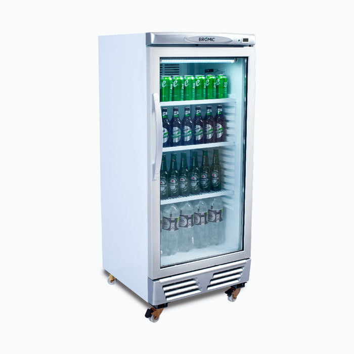 Bromic GM0220-NR - Upright Display Fridge 215L, 1 Door, Flat Glass, 595mm