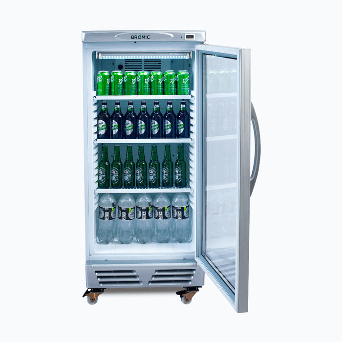 Bromic GM0220-NR - Upright Display Fridge 215L, 1 Door, Flat Glass, 595mm