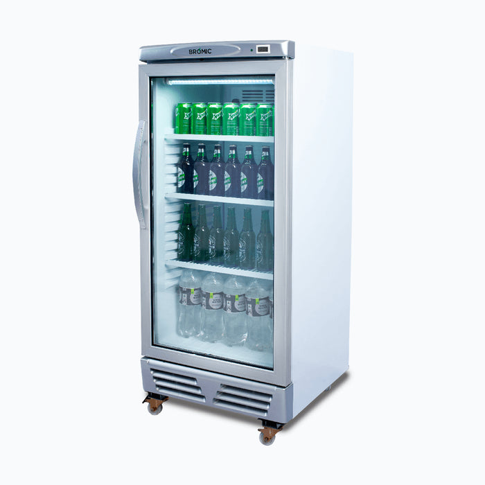Bromic GM0220-NR - Upright Display Fridge 215L, 1 Door, Flat Glass, 595mm