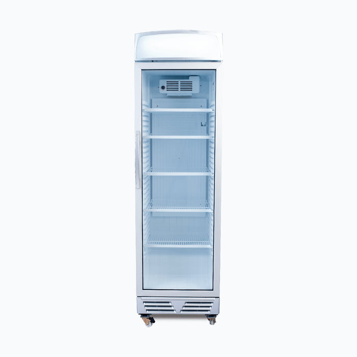 Bromic GM0374L-NR - Upright Display Fridge 372L, 1 Door, Flat Glass, Lightbox, 595mm