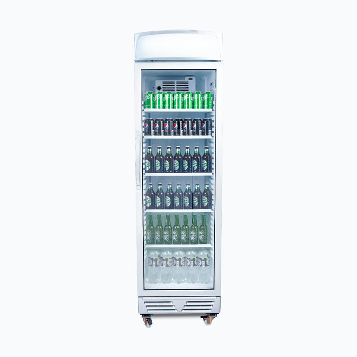 Bromic GM0374L-NR - Upright Display Fridge 372L, 1 Door, Flat Glass, Lightbox, 595mm