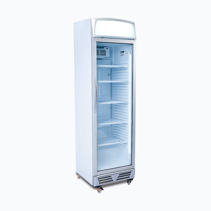 Bromic GM0374L-NR - Upright Display Fridge 372L, 1 Door, Flat Glass, Lightbox, 595mm