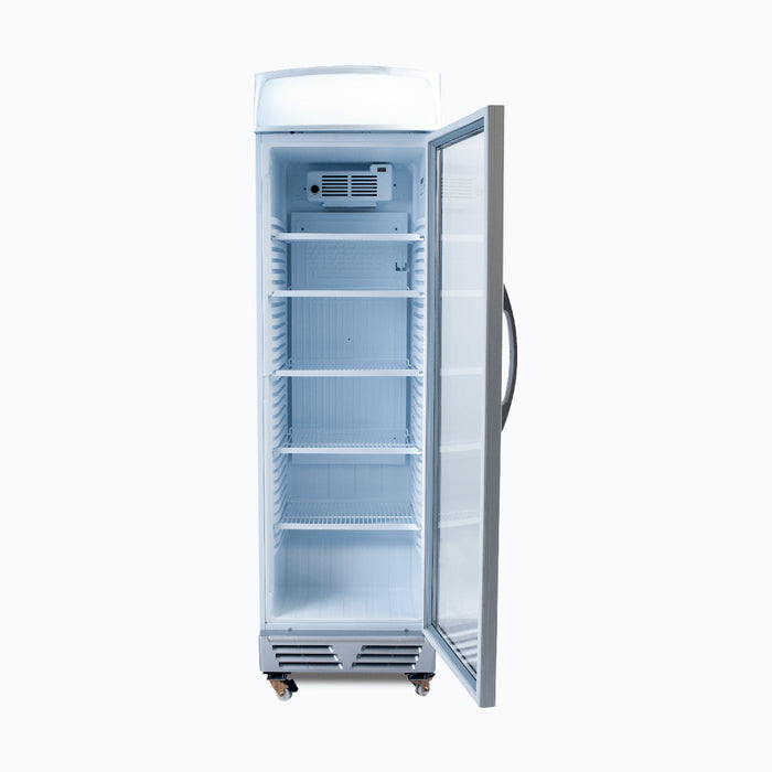 Bromic GM0374L-NR - Upright Display Fridge 372L, 1 Door, Flat Glass, Lightbox, 595mm