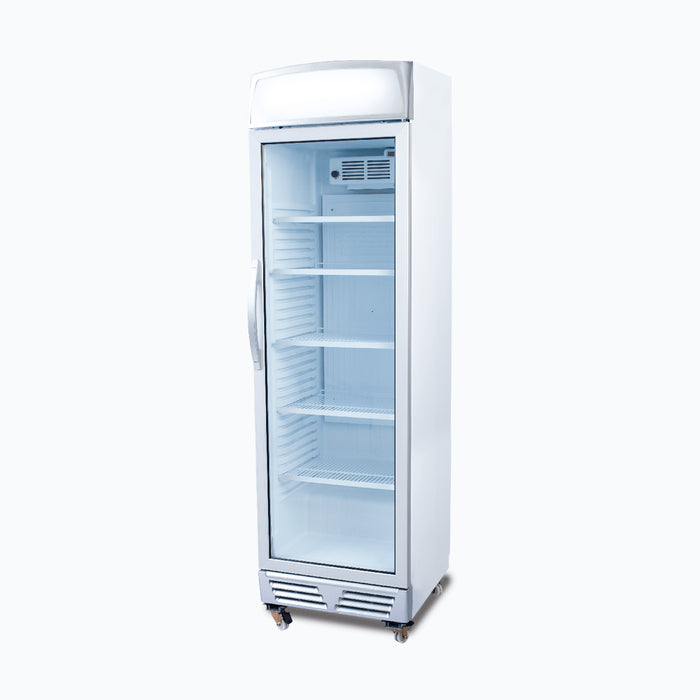 Bromic GM0374L-NR - Upright Display Fridge 372L, 1 Door, Flat Glass, Lightbox, 595mm