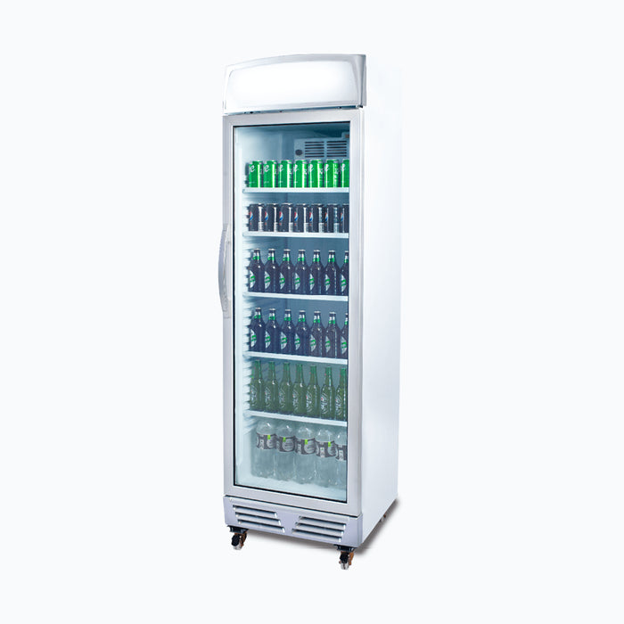 Bromic GM0374L-NR - Upright Display Fridge 372L, 1 Door, Flat Glass, Lightbox, 595mm