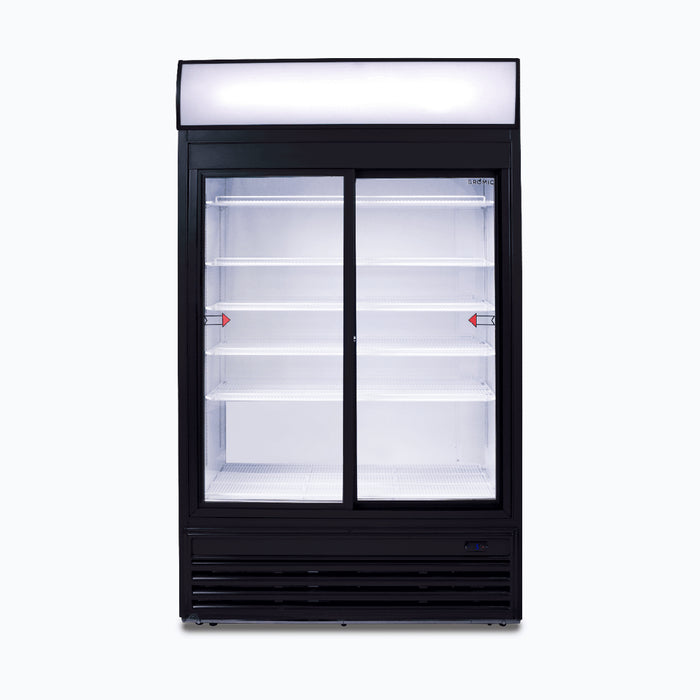 Bromic GM0980LS-NR - Upright Display Fridge 945L, 2 Doors, Sliding, Flat Glass, Lightbox, 1200mm