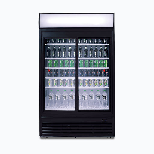 Bromic GM0980LS-NR - Upright Display Fridge 945L, 2 Doors, Sliding, Flat Glass, Lightbox, 1200mm