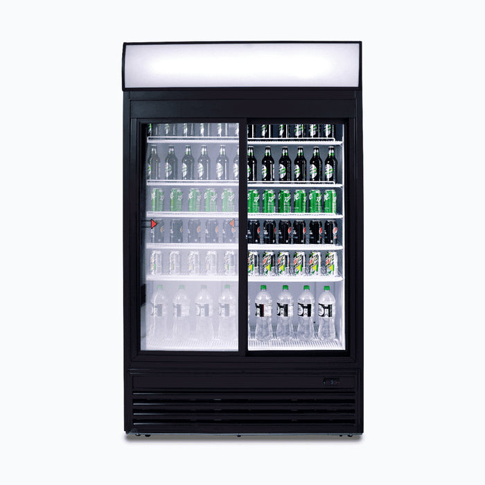 Bromic GM0980LS-NR - Upright Display Fridge 945L, 2 Doors, Sliding, Flat Glass, Lightbox, 1200mm